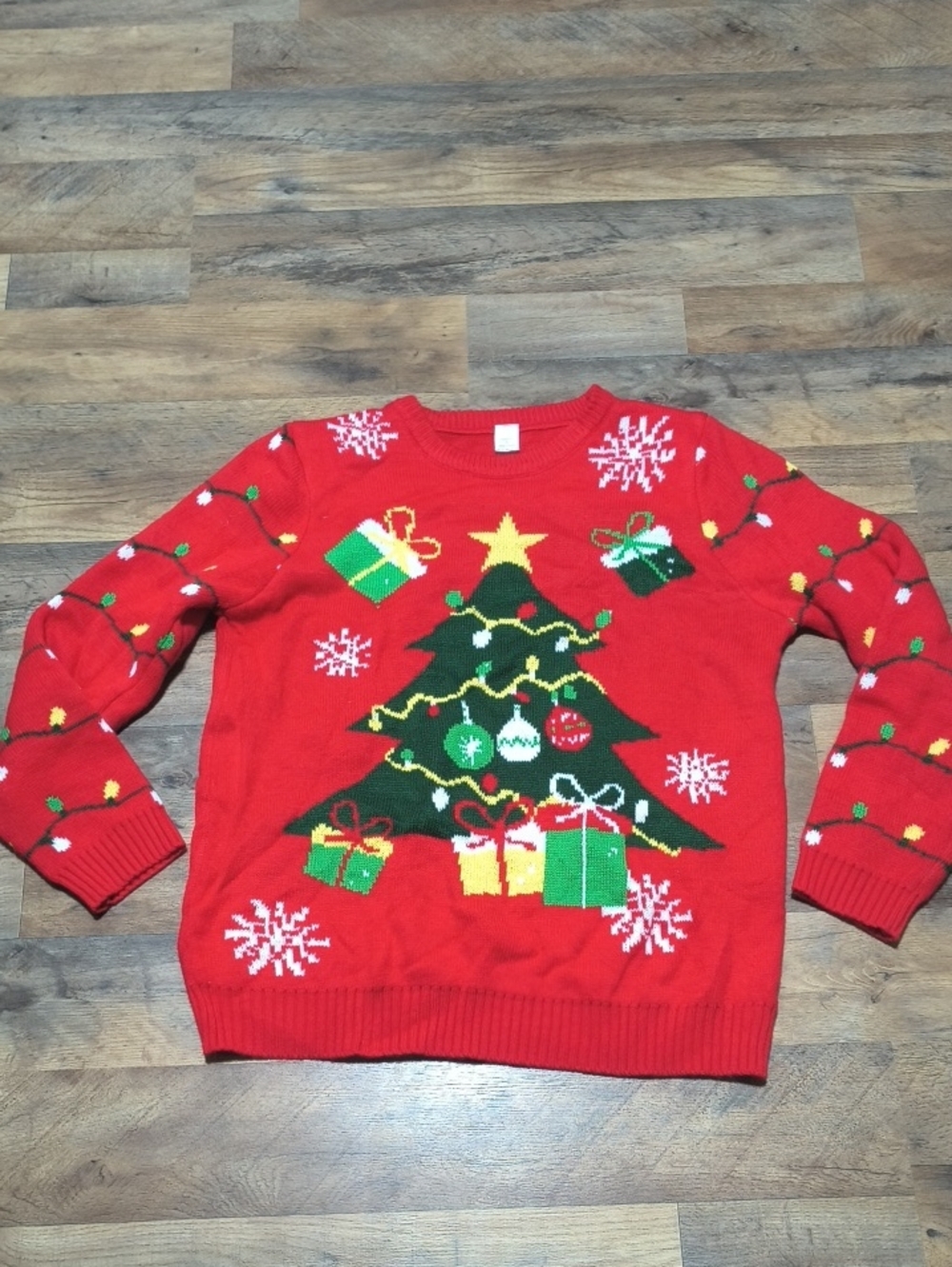 Red Christmas Tree Knit Sweater - Holiday Women's Sweater